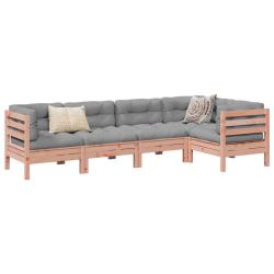 Salon de jardin 5 pcs et coussins bois massif sapin de douglas