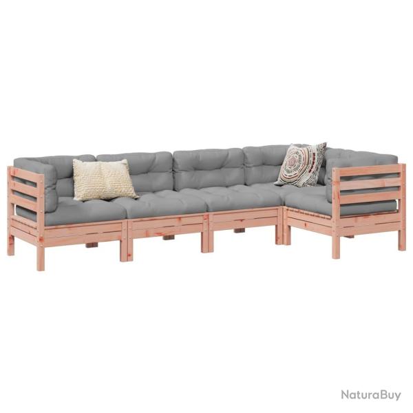 Salon de jardin 5 pcs et coussins bois massif sapin de douglas