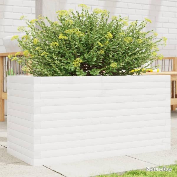 Jardinire blanc 90x40x46 cm bois de pin massif