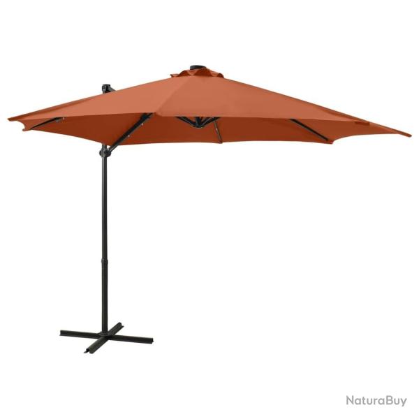 Parasol de jardin en porte-�-faux avec m�t et lumi�res LED