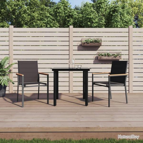 Ensemble � manger de jardin 3 pcs noir textil�ne et acier