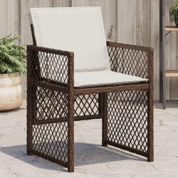 Chaises de jardin avec coussins lot de 4 marron r&eacute;sine tress&eacute;e
