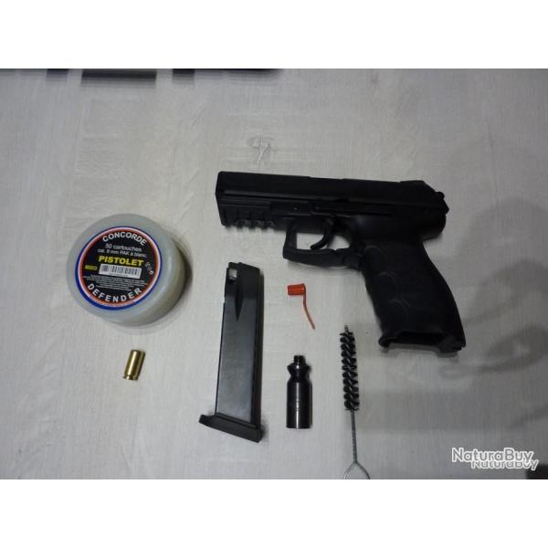 A saisir Pack  Pistolet d'alarme HKP30 calibre 9mm PAK neuf + 50 munitions. LIVRAISON OFFERTE