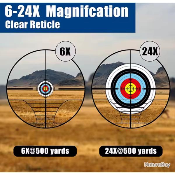 Lunette de tir bestsight AO 6-24x50 mm RTICULE LUMINEUX +collier offert ! Z