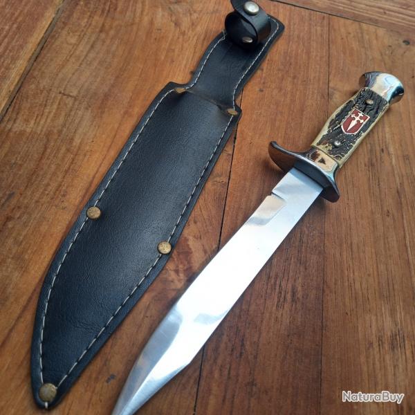 Couteau de Chasse CROIX SAINT JACQUES avec Fourreau en Cuir