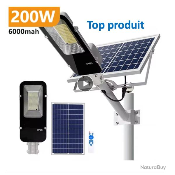 Lampadaire solaire ext�rieur 6000mAh �tanche automatique du cr�puscule � l'aube Camping plein Air