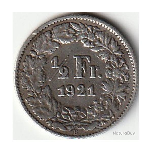 Pi�ce de Monnaie Suisse � franc Helvetia debout argent 1921