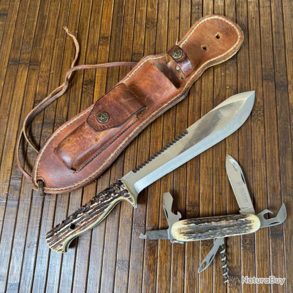 COUTEAU POIGNARD DE SURVIE VINTAGE AITOR SURVIVAL 21 AVEC COUTEAU MULTIFONCTIONS AITOR ESPAGNE