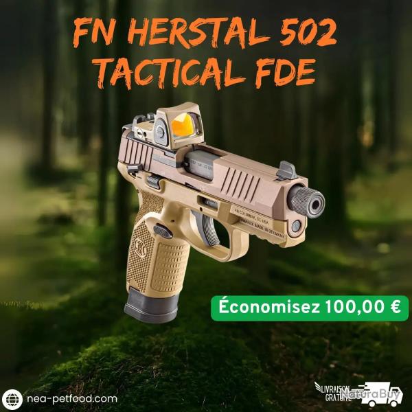 FN HERSTAL 502 Tactical FDE - Pistolet Optics Ready .22LR 