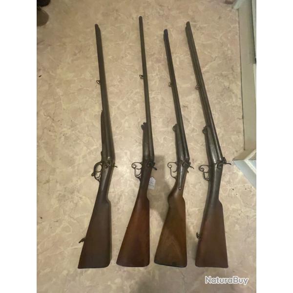 Lot de fusils juxtapos� � chiens et � broches calibre16/65 pour pi�ces