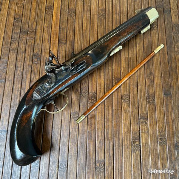BEAU PISTOLET A SILEX KENTUCKY FLINTLOCK JUKAR CALIBRE 45 CANON RAY�