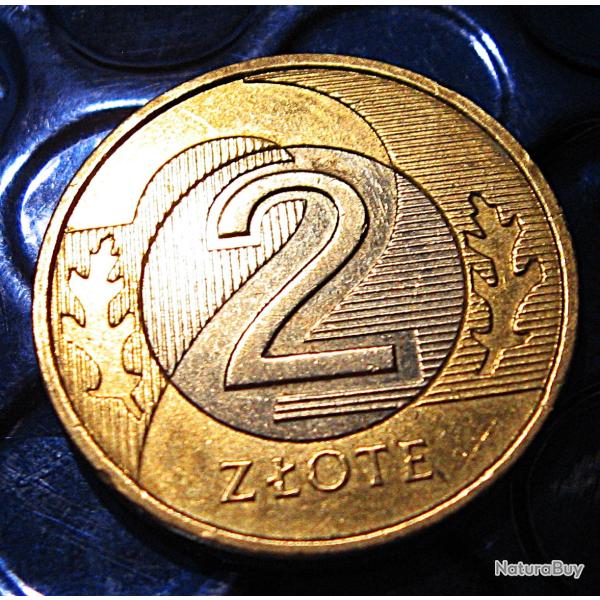 Pologne  piece de 2 zlote 2019 ttb  diametre 21,5 mm bi metal