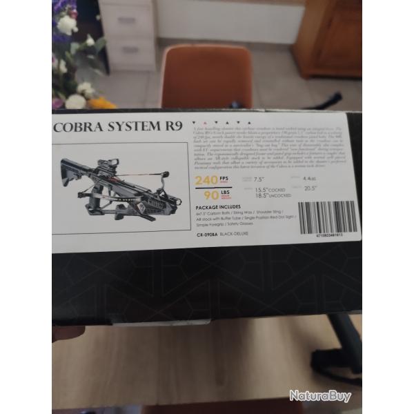 Cobra system r9 240fps 90lbs  comme neuf utiliser pour faire 10 tirs environ. Systeme de rearmement.