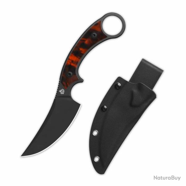 Couteau QSP Viper Lame Acier 10Cr15MoV Blk Manche Tortoise Resin �tui Kydex QS166C2