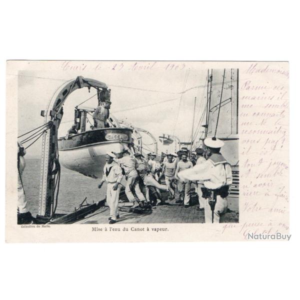 CPA - Marine Militaire -Mise a l'eau du Canot a vapeur N�3146