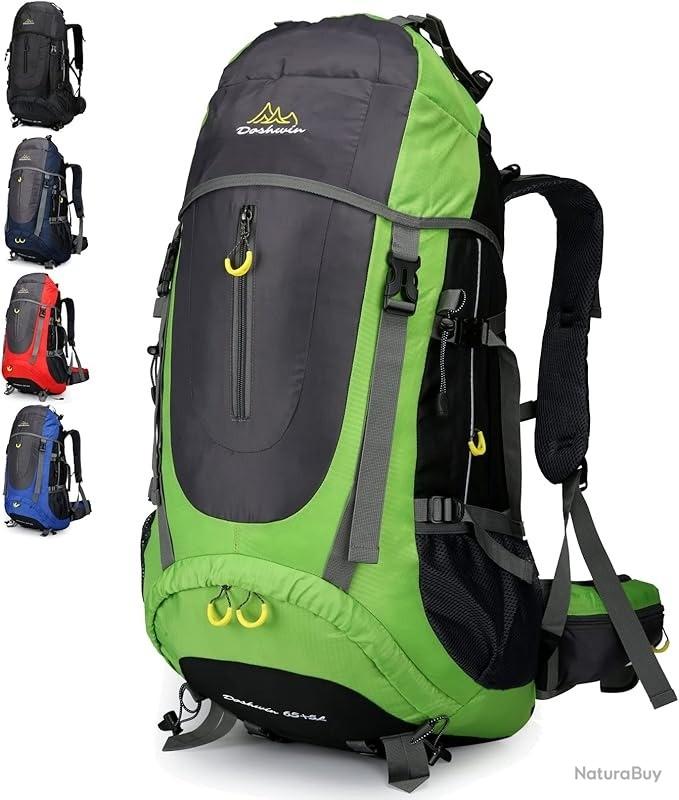 Aolawco Sac à dos de randonnée, 90 l, pour homme et femme, respirant, grand sac à dos pour l'extérieur, les voyages, le camping, le trekking, Noir - 65 l, Black 90L