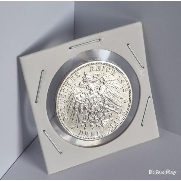 Peu Commune 3 Mark Argent 1913 Wilhelm II , Drei Mark