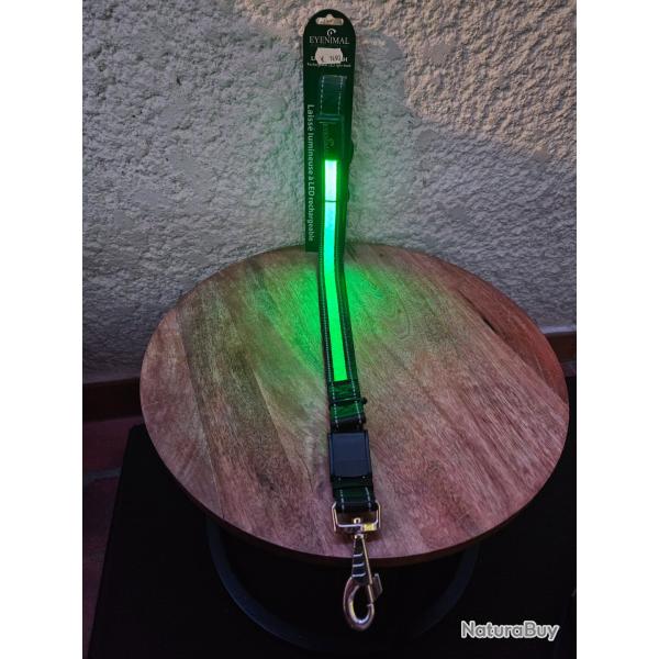 Laisse lumineuse EYENIMAL Rechargeable vert