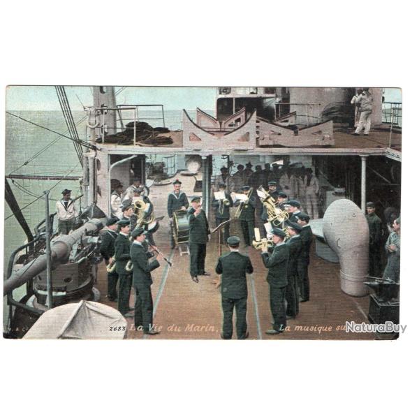 CPA - Marine Militaire  - La Vie du Marin . La musique sur le pont  - N�1656