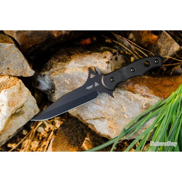 Couteau TOPS Knives Abaniko Lame Acier Carbone 1095 Manche G10 tui Kydex Made In USA TPABKO01