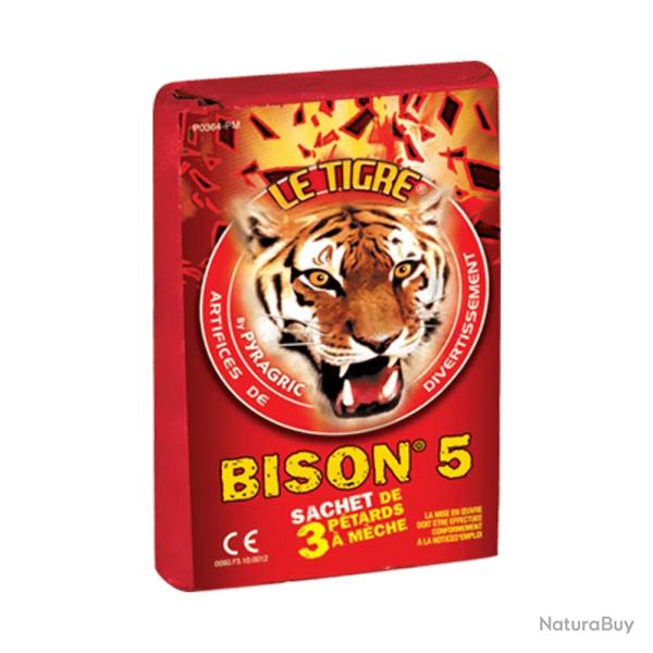 Lot de 3 Paquets de 3 Ptards BISON 5 Le Tigre de Pyragric 120 Dcibels
