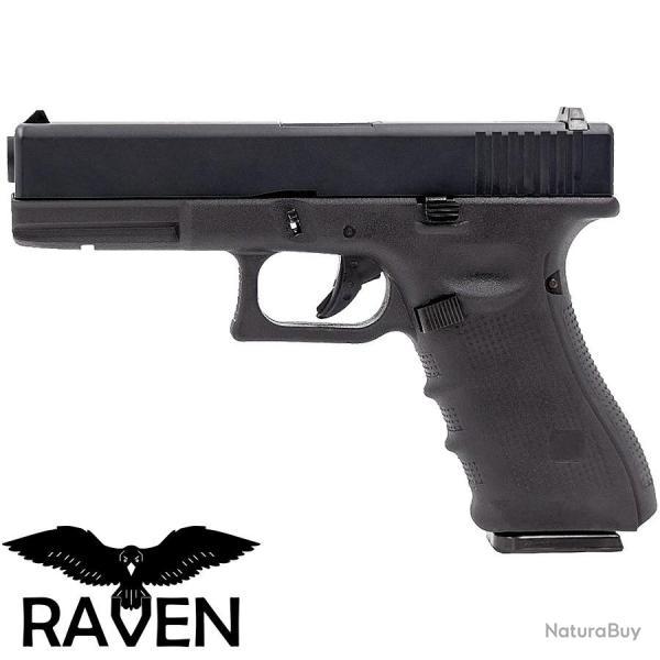 Pistolet airsoft Raven EU17 Airsoft noir GAZ, type Glock 17