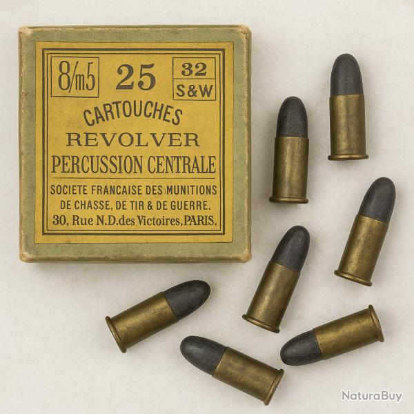 Lot 5 cartouches anciennes - calibre .32 Smith Wesson
