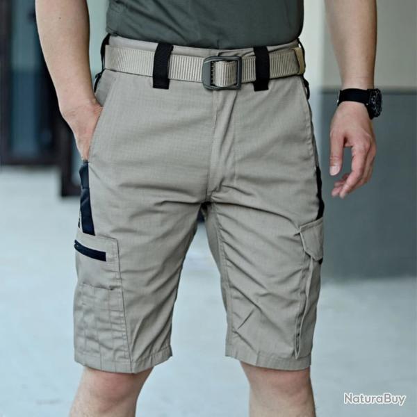 Short Cargo Homme �t� Imperm�able Multi-Poches - S�chage Rapide, Randonn�e, P�che, Tissu R�sistant B