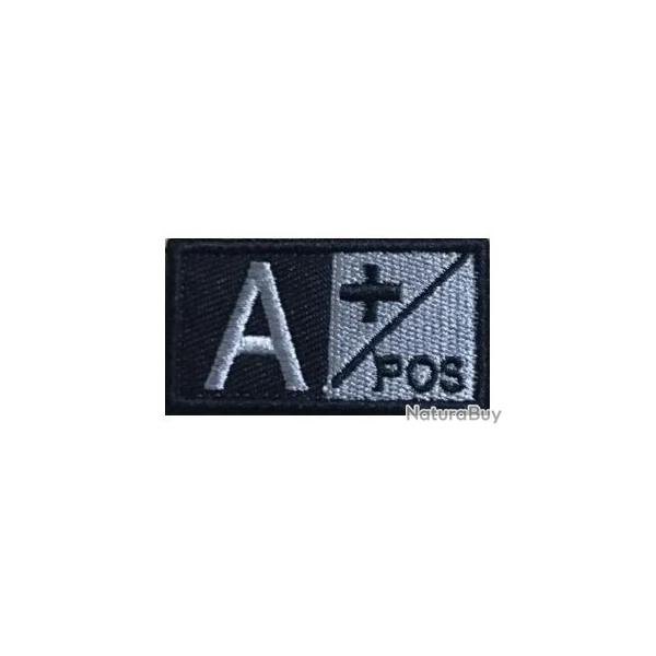 Patch Groupe sanguin A+ Noir velcro - Livraison gratuite