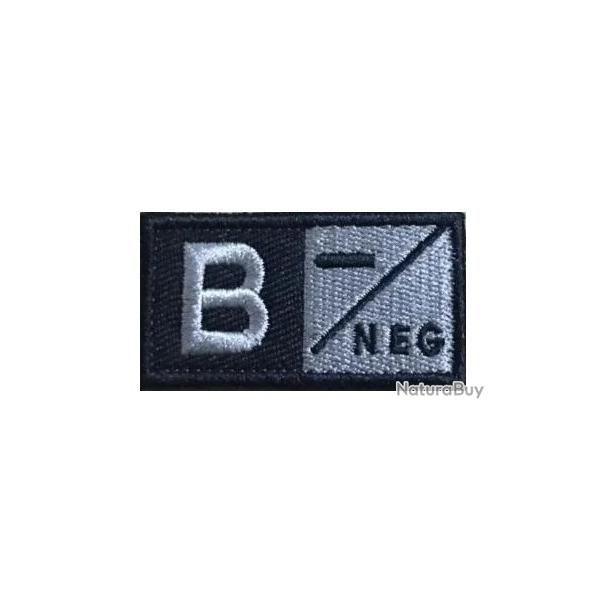 Patch B- Groupe sanguin B- Noir velcro - Livraison gratuite