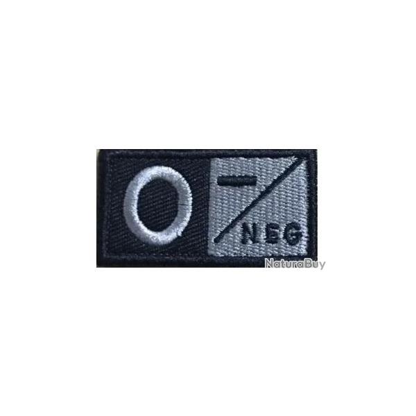 Patch O- Groupe sanguin O- Noir velcro - Livraison gratuite