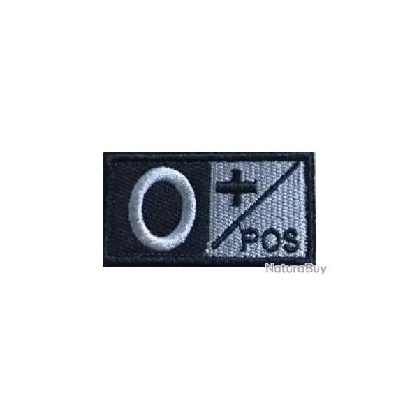 Patch Groupe sanguin O+ Noir velcro - Livraison gratuite