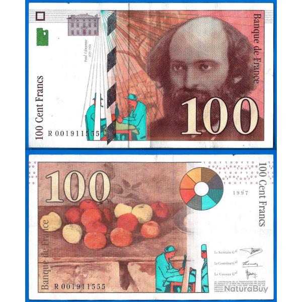 France 100 Francs 1997 Billet Cezanne Peintre Serie Z Franc Frcs Frs Frc