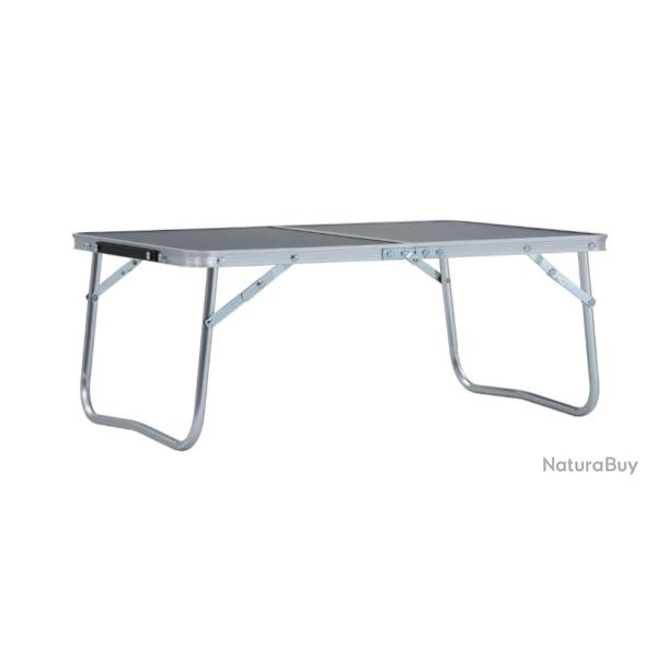Table pliable de camping gris en aluminium 60x40 cm - pratique, lgre et lgante pour activits