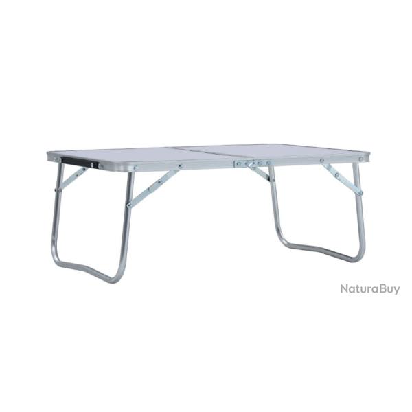 Table pliable de camping blanche 60x40 cm en aluminium et MDF - Lgre, pratique et lgante