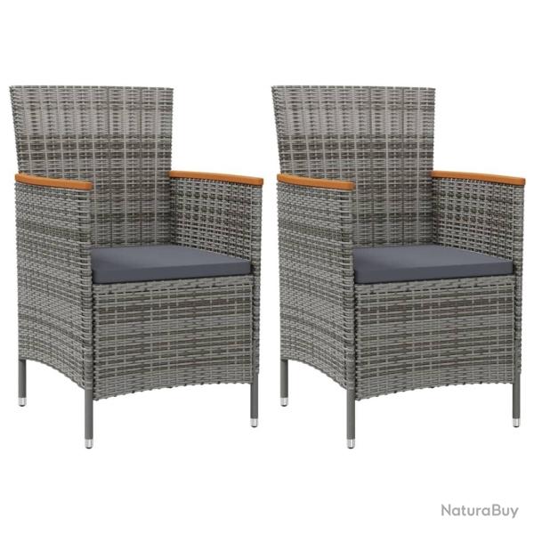 Chaises � manger de jardin lot de 2 R�sine tress�e Gris