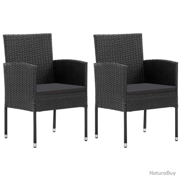 Chaises de jardin avec coussins noir lot de 2 rsine tresse