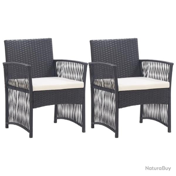Fauteuils de jardin avec coussins lot de 2 Noir Rsine tresse