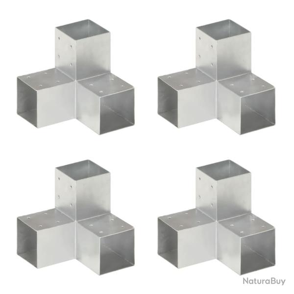 Connecteurs de poteau 4 pcs Forme en Y Mtal galvanis 91x91 mm