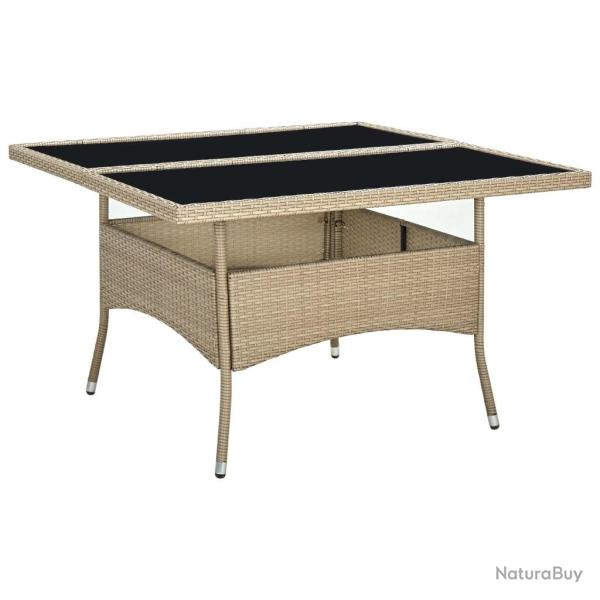 Table  dner d'extrieur Beige Rsine tresse et verre