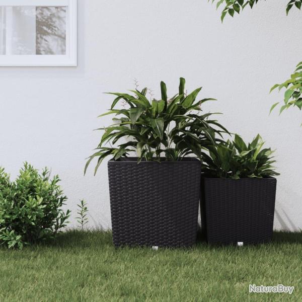 Jardinire et intrieur amovible anthracite 37 /64 L rotin PP