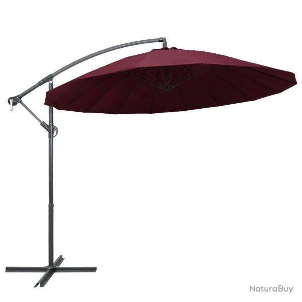 Parasol suspendu avec poteau bordeaux 3 m