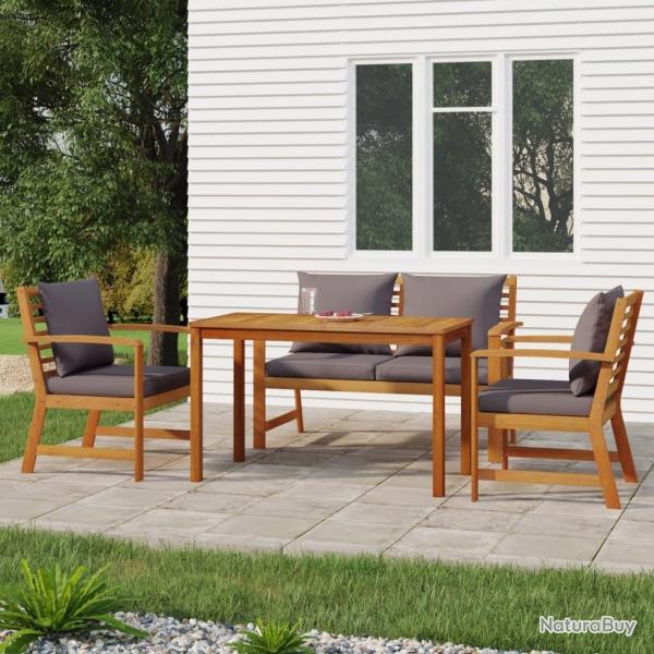 Ensemble � manger de jardin 4 pcs coussins Bois acacia