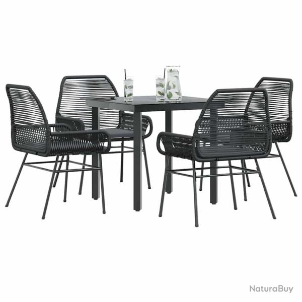 Ensemble � manger de jardin et coussins 5 pcs noir rotin verre