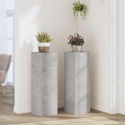 Supports pour plantes 2 pcs gris b&eacute;ton bois d'ing&eacute;nierie