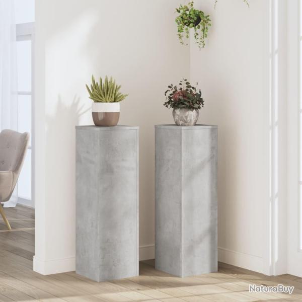 Supports pour plantes 2 pcs gris b�ton bois d'ing�nierie