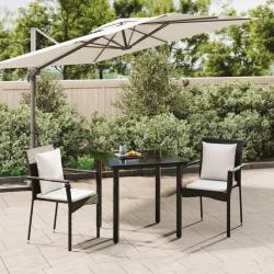 Ensemble &agrave; manger de jardin avec coussins 3 pcs Noir