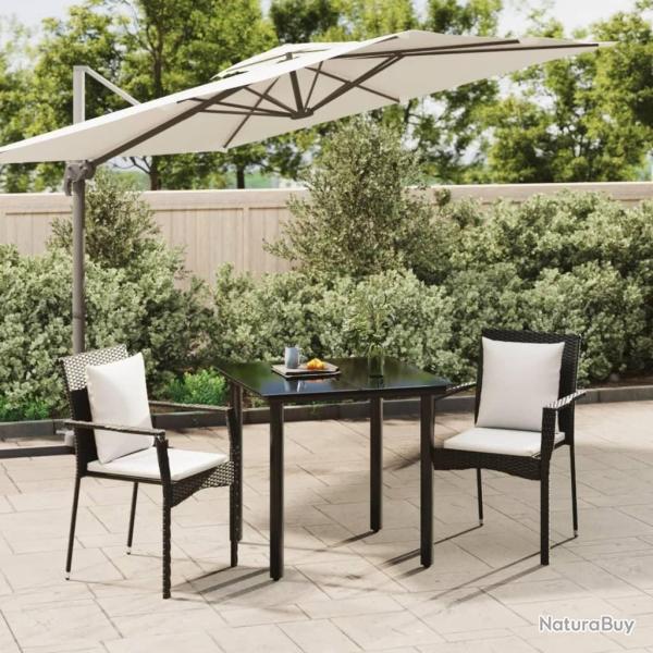 Ensemble � manger de jardin avec coussins 3 pcs Noir