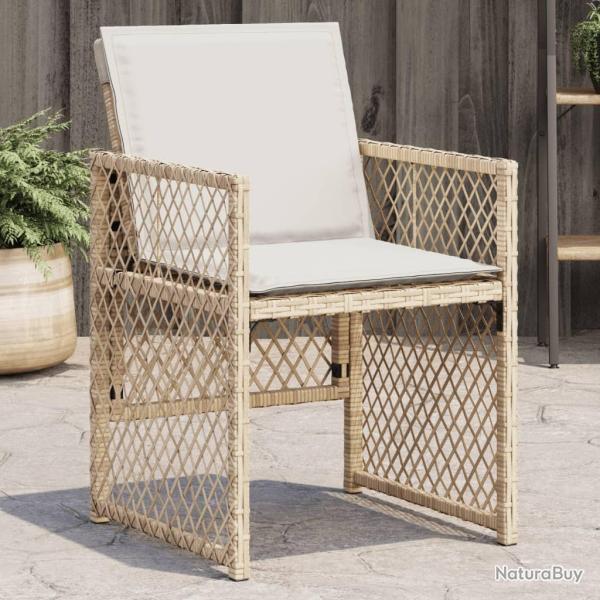 Chaises de jardin avec coussins lot de 4 beige rsine tresse