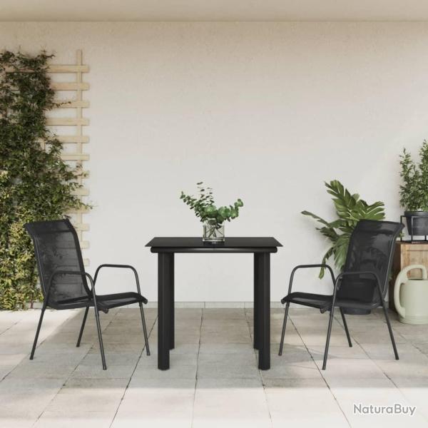 Ensemble � manger de jardin 3 pcs noir textil�ne et acier